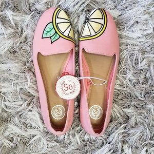 NWT SO Pink Lemon Slip On Ballet Flats